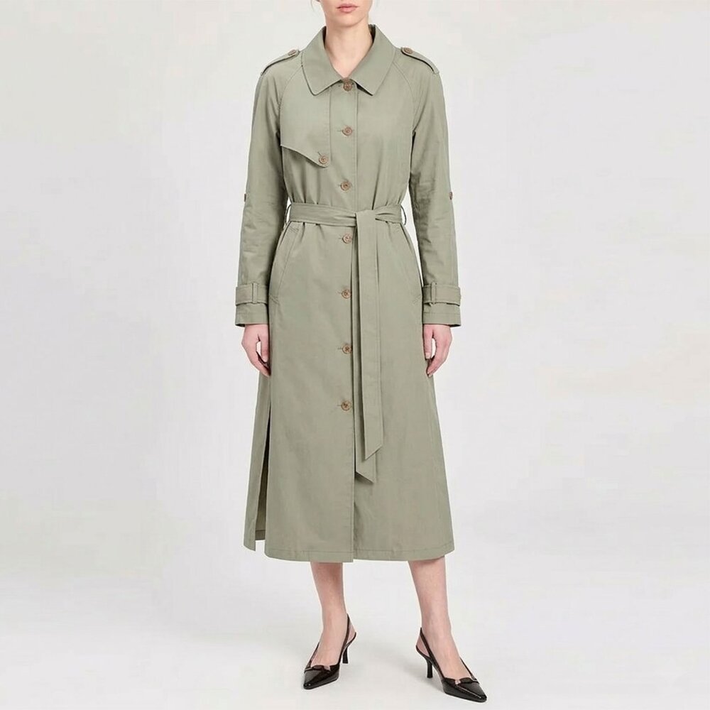 Vintage Water Street Trench Coat Khaki Nylon Packable 80s Long Jacket  80s